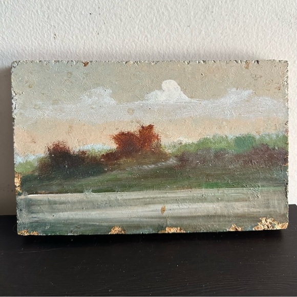 Vintage Hand Painted Painting Art Picture Landscape Small Size - Picture 1 of 5